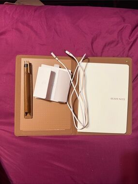 HUION Note Smart Notebook in Tan with White Accessories